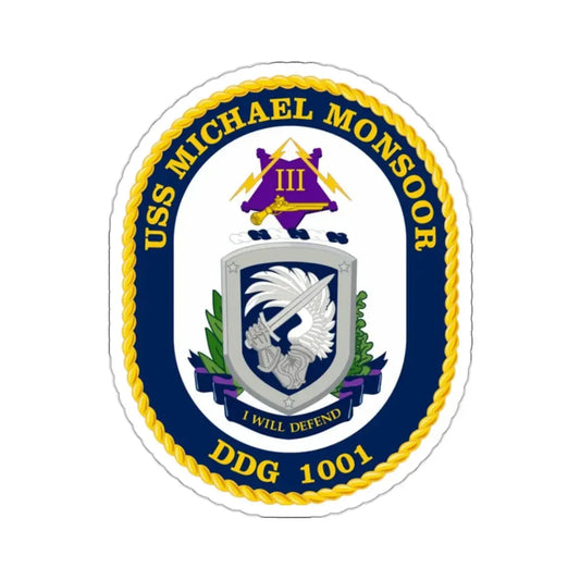 USS Michael Monsoor DDG 1001 Crest (U.S. Navy) STICKER Vinyl Kiss-Cut Decal 2 Inch White - The Sticker Space