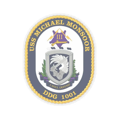 USS Michael Monsoor DDG 1001 Crest (U.S. Navy) STICKER Vinyl Kiss-Cut Decal 4 Inch Transparent - The Sticker Space