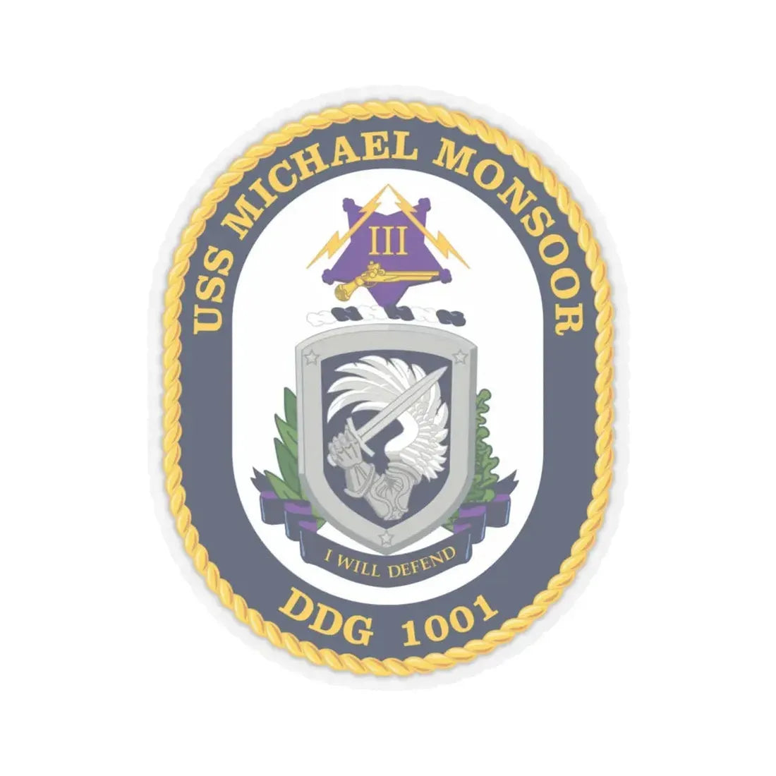 USS Michael Monsoor DDG 1001 Crest (U.S. Navy) STICKER Vinyl Kiss-Cut Decal 6 Inch Transparent - The Sticker Space