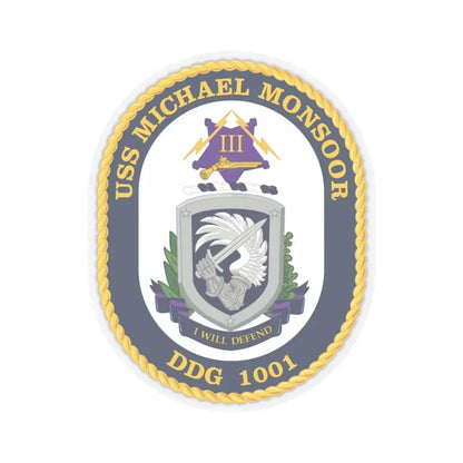 USS Michael Monsoor DDG 1001 Crest (U.S. Navy) STICKER Vinyl Kiss-Cut Decal 6 Inch Transparent - The Sticker Space