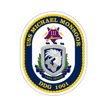 USS Michael Monsoor DDG 1001 Crest (U.S. Navy) STICKER Vinyl Kiss-Cut Decal 6 Inch White - The Sticker Space