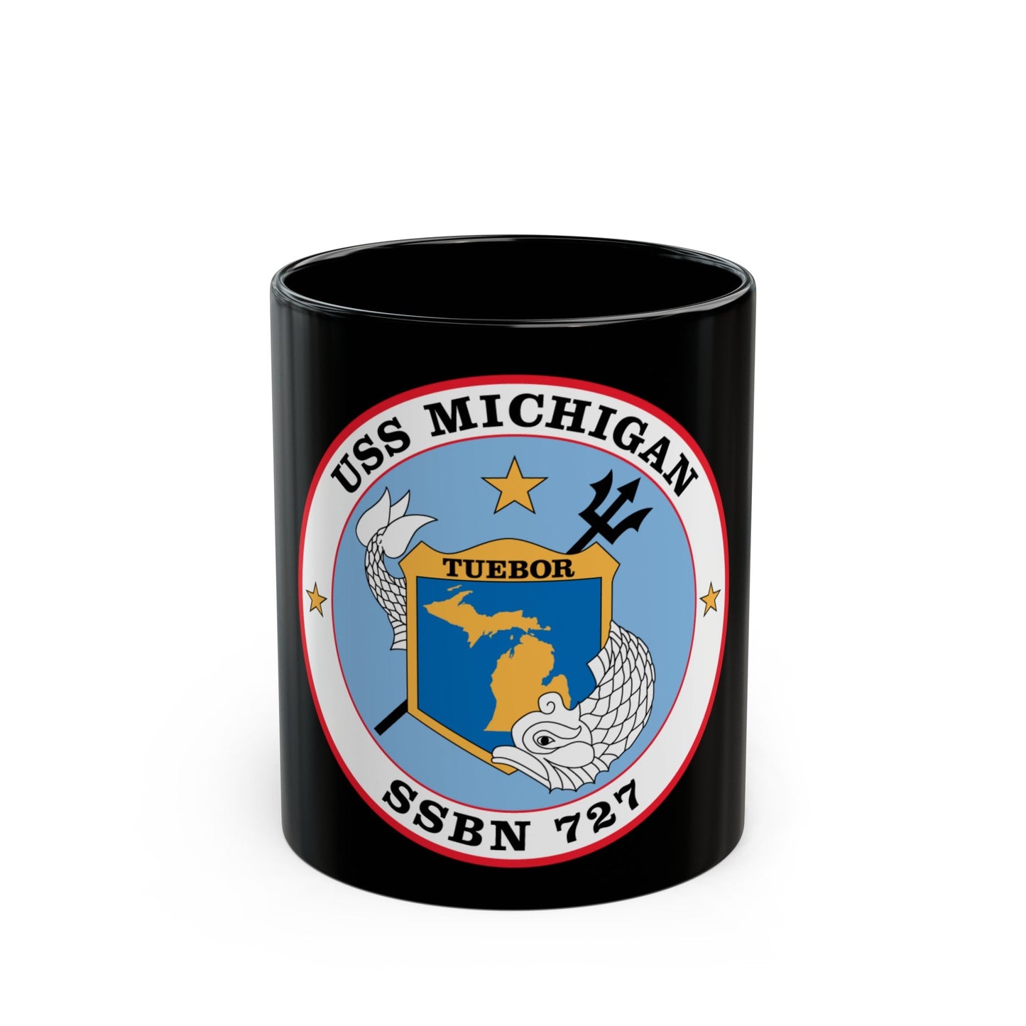 USS Michigan SSBN 727 (U.S. Navy) Black Coffee Mug-11oz-The Sticker Space