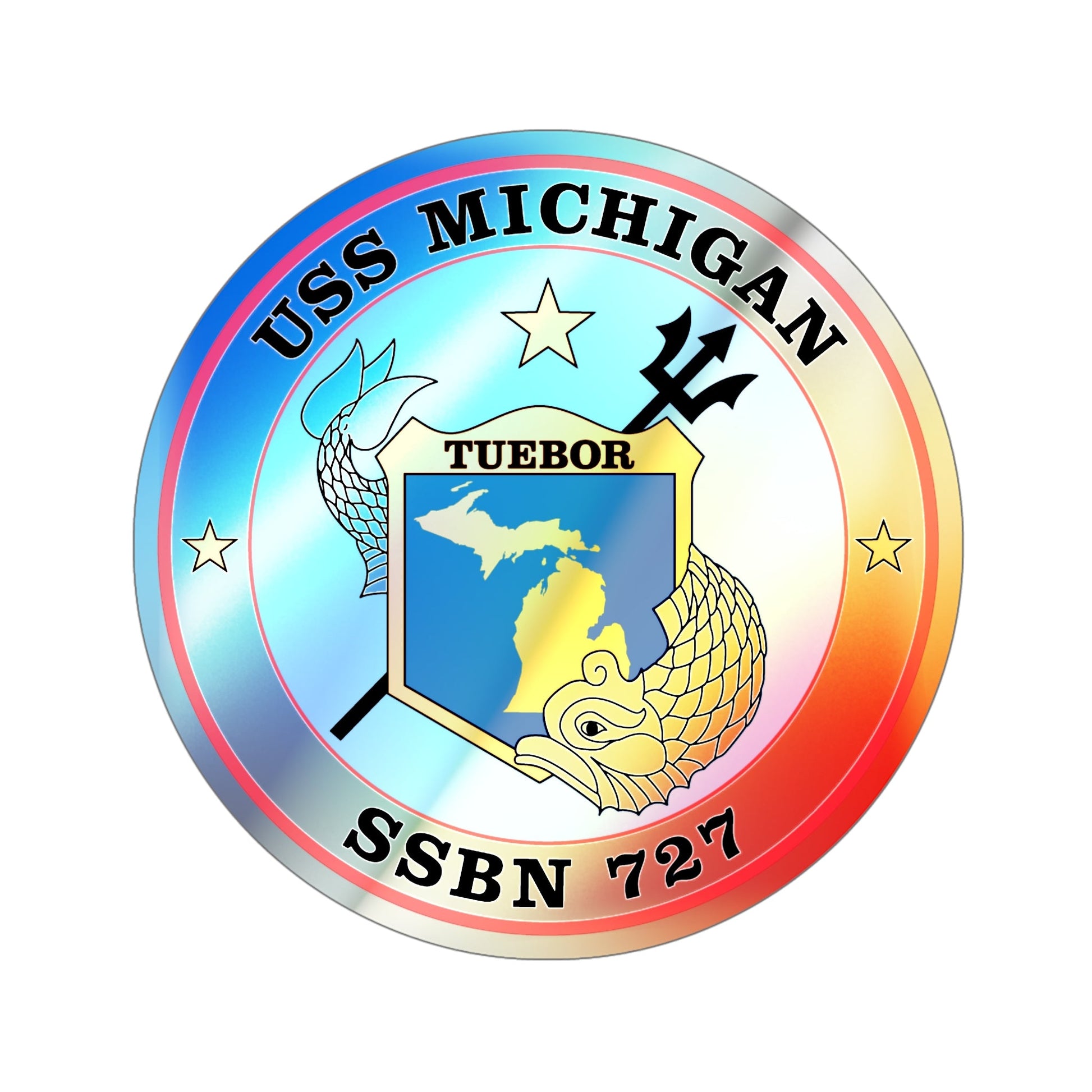 USS Michigan SSBN 727 (U.S. Navy) Holographic STICKER Die-Cut Vinyl Decal-6 Inch-The Sticker Space