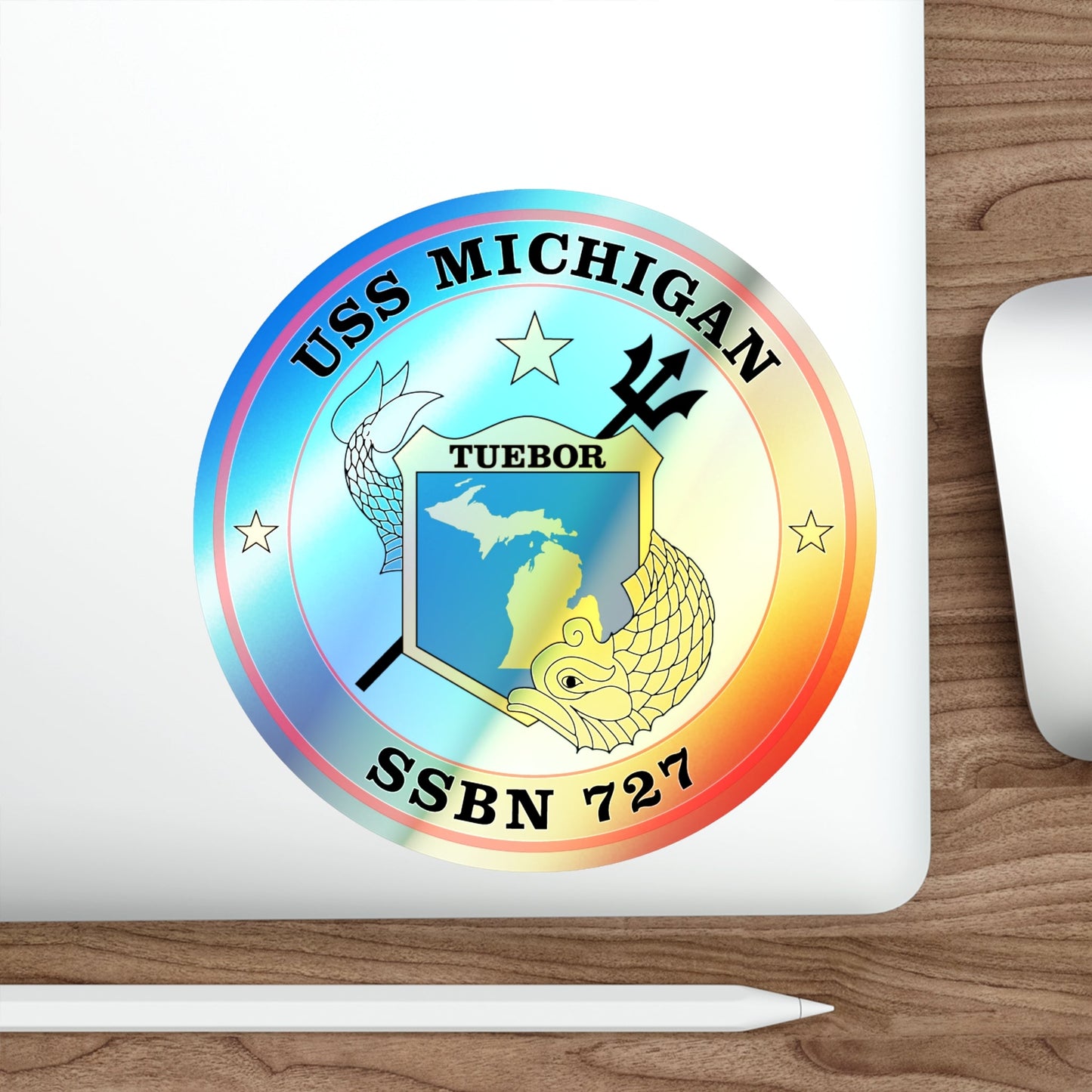 USS Michigan SSBN 727 (U.S. Navy) Holographic STICKER Die-Cut Vinyl Decal-The Sticker Space