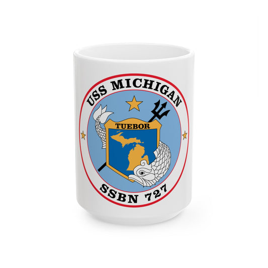 USS Michigan SSBN 727 (U.S. Navy) White Coffee Mug-15oz-The Sticker Space