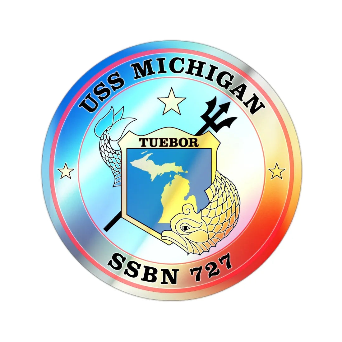 USS Michigan SSBN 727 (U.S. Navy) Holographic STICKER Die-Cut Vinyl Decal 2 Inch Holographic - The Sticker Space
