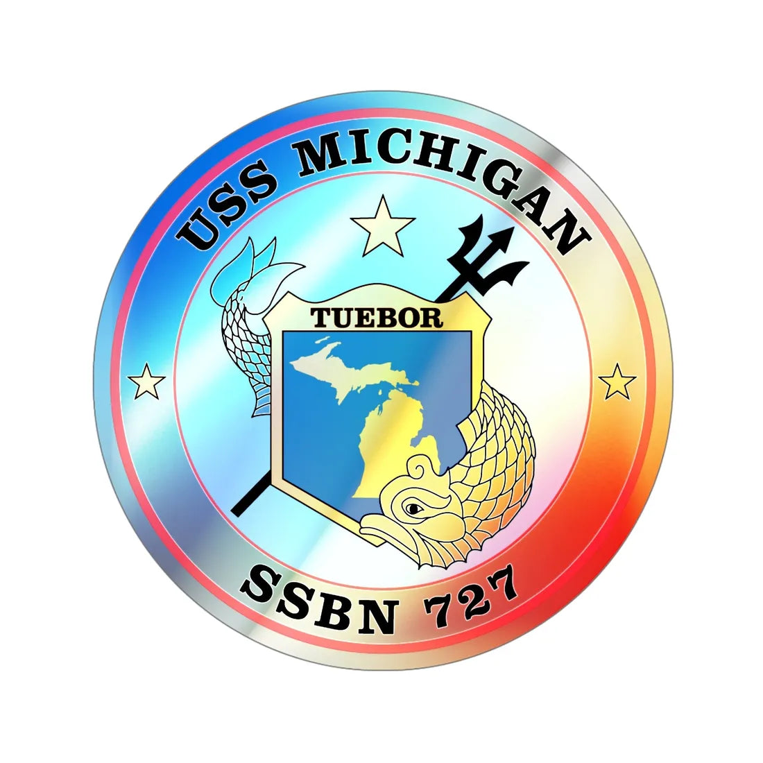 USS Michigan SSBN 727 (U.S. Navy) Holographic STICKER Die-Cut Vinyl Decal 5 Inch Holographic - The Sticker Space