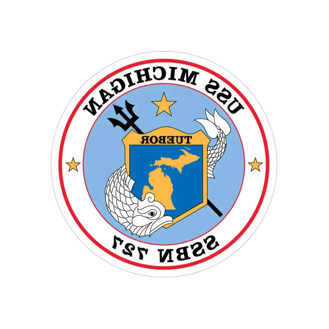 USS Michigan SSBN 727 (U.S. Navy) REVERSE PRINT Transparent Die-Cut STICKER 3 Inch Die-Cut Transparent - The Sticker Space