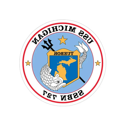 USS Michigan SSBN 727 (U.S. Navy) REVERSE PRINT Transparent Die-Cut STICKER 4 Inch Die-Cut Transparent - The Sticker Space