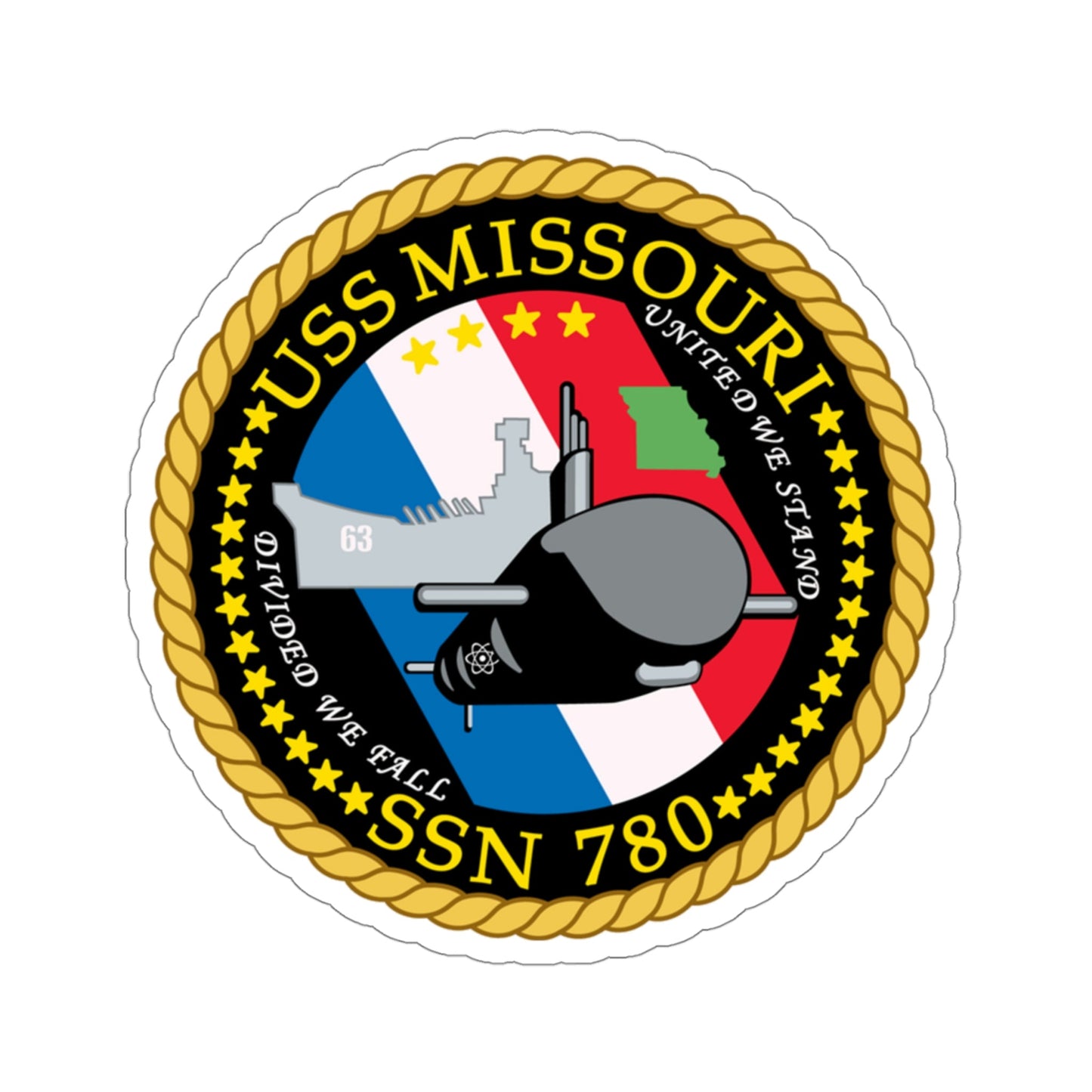 USS Missouri SSN 780 (U.S. Navy) STICKER Vinyl Die-Cut Decal-4 Inch-The Sticker Space