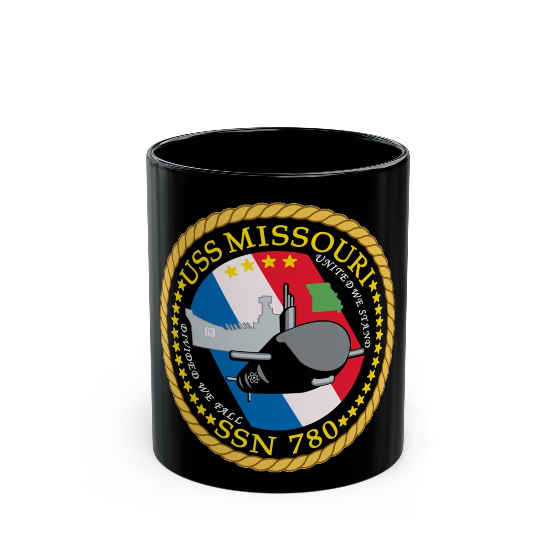 USS Missouri SSN780 (U.S. Navy) Black Coffee Mug-11oz-The Sticker Space