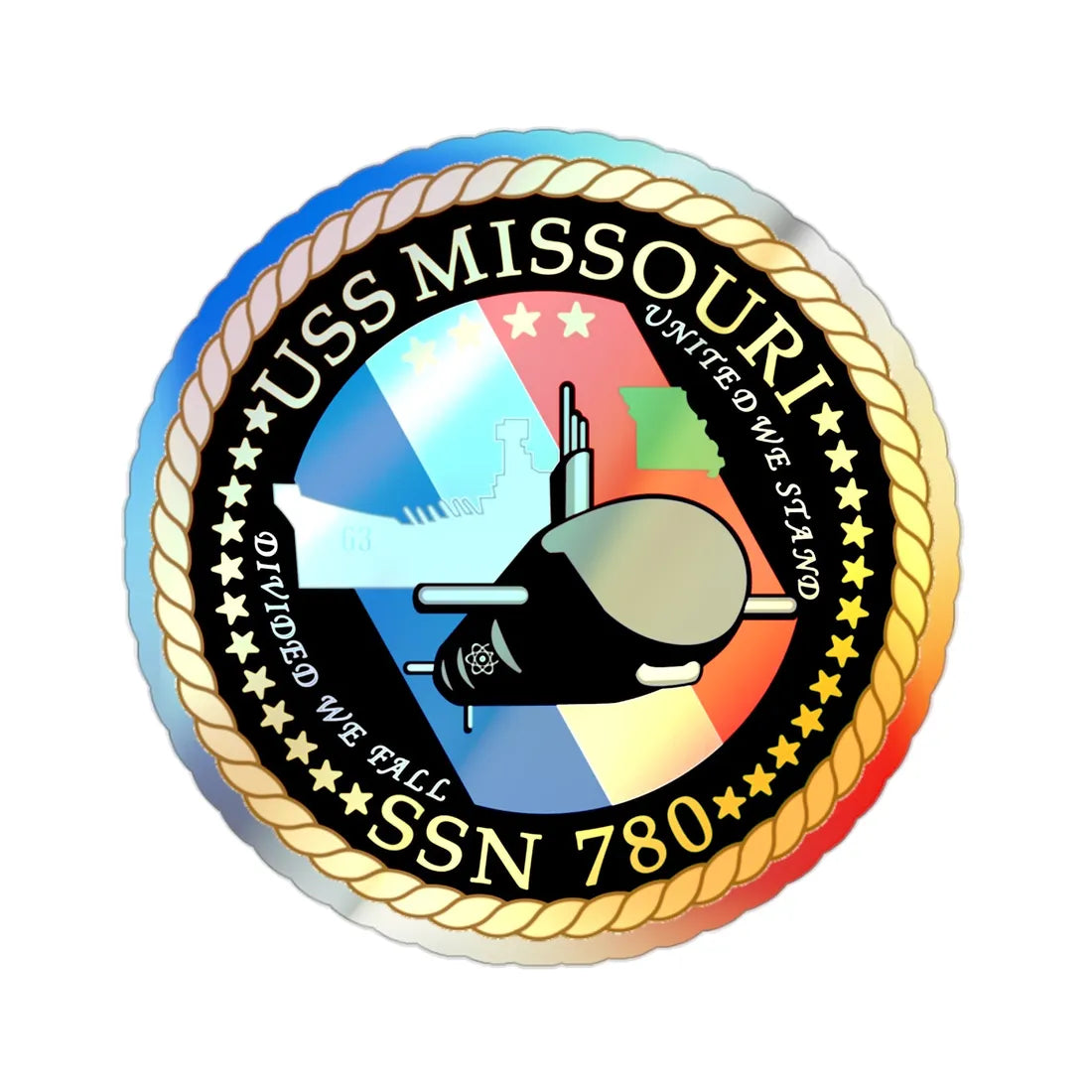 USS Missouri SSN780 (U.S. Navy) Holographic STICKER Die-Cut Vinyl Decal 2 Inch Holographic - The Sticker Space