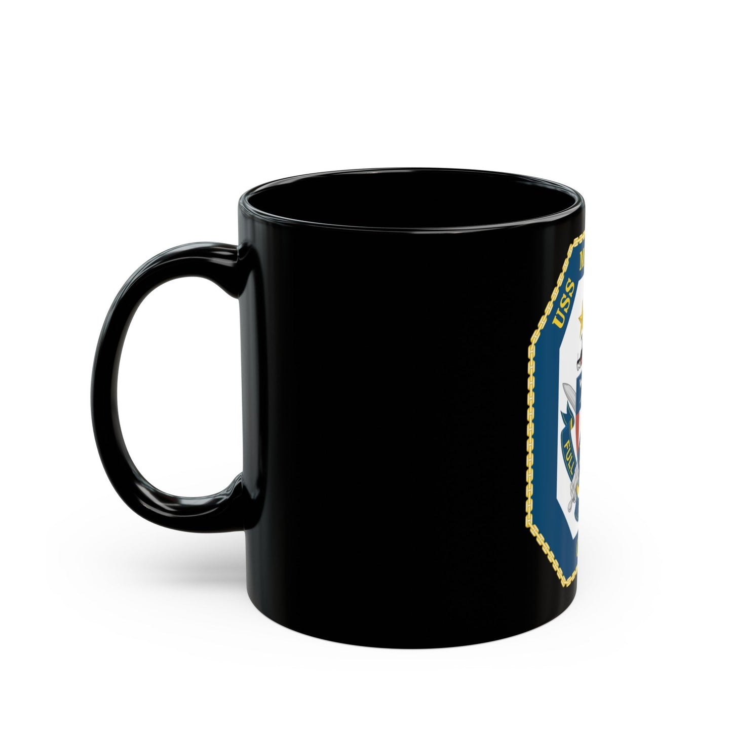 USS Mobile Bay CG 53 Crest (U.S. Navy) Black Coffee Mug-The Sticker Space