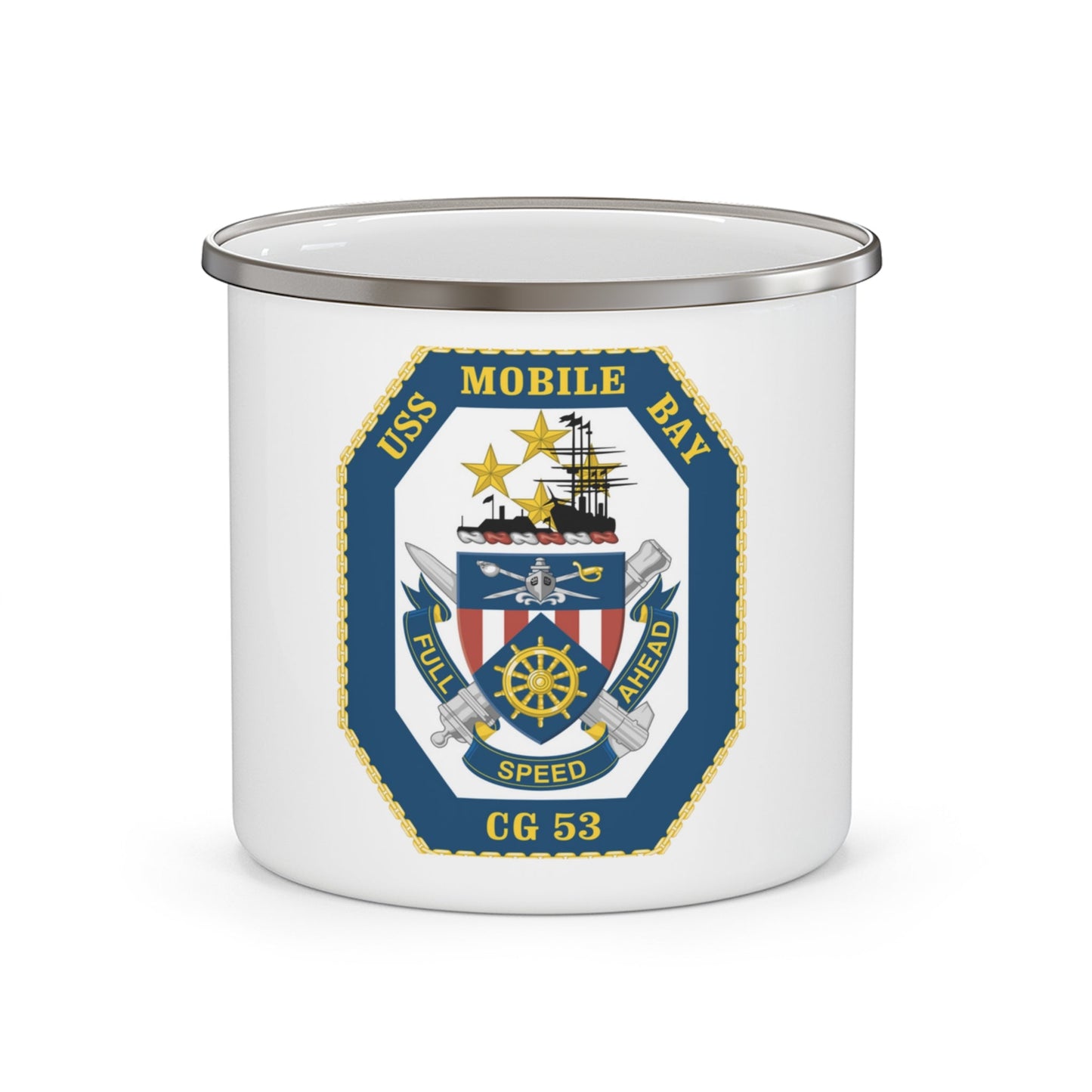 USS Mobile Bay CG 53 Crest (U.S. Navy) Enamel Mug 12oz-12oz-The Sticker Space