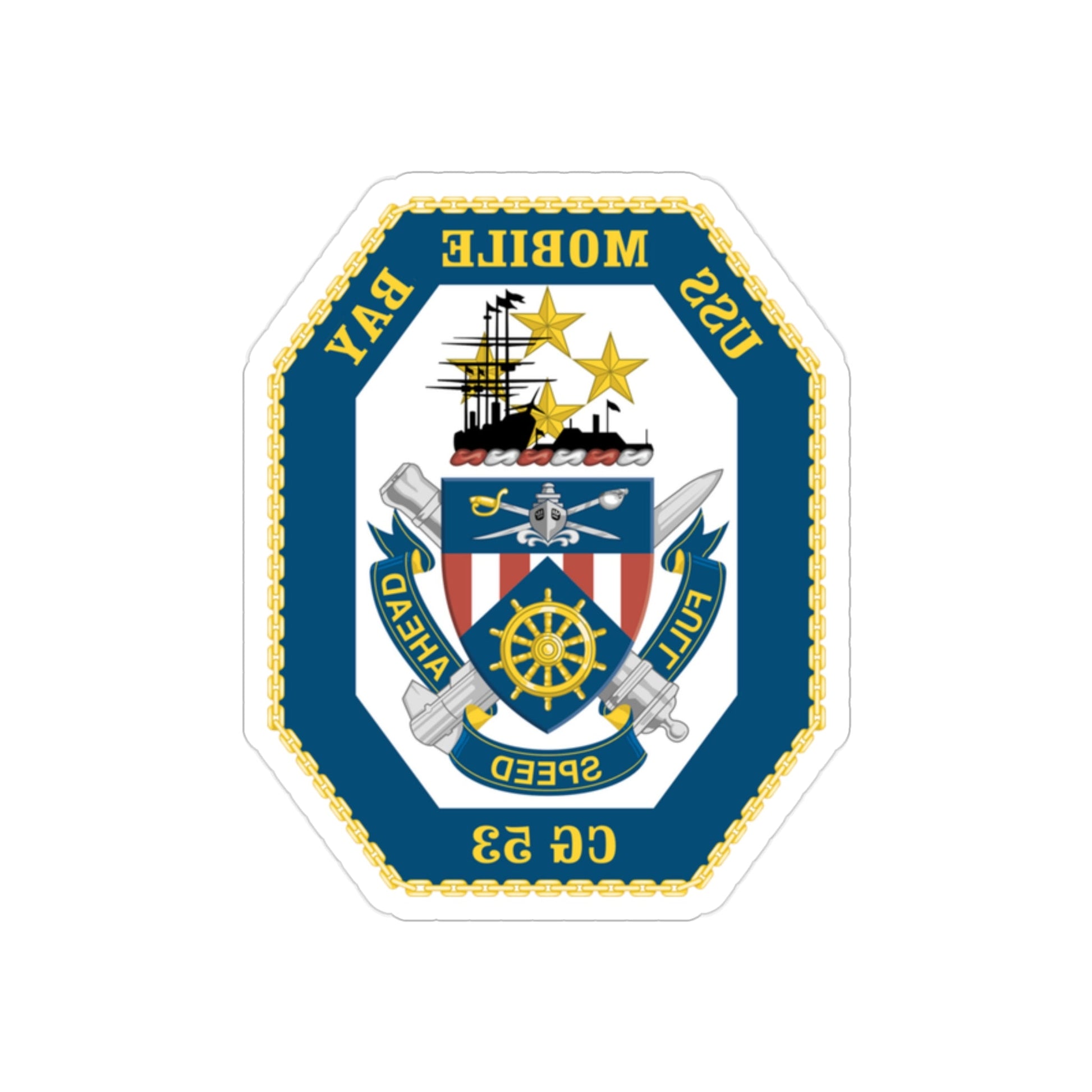 USS Mobile Bay CG 53 Crest (U.S. Navy) REVERSE PRINT Transparent STICKER-2" × 2"-The Sticker Space