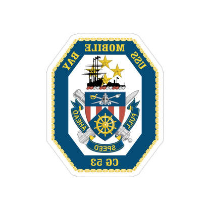 USS Mobile Bay CG 53 Crest (U.S. Navy) REVERSE PRINT Transparent STICKER-4" × 4"-The Sticker Space