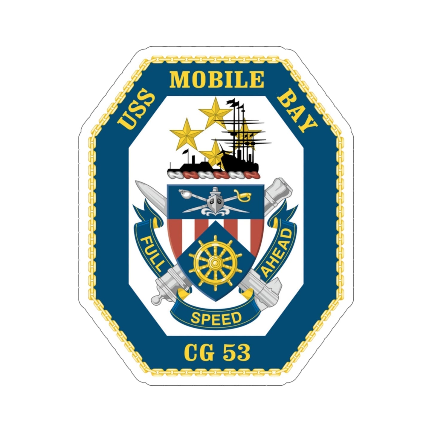 USS Mobile Bay CG 53 Crest (U.S. Navy) STICKER Vinyl Die-Cut Decal-5 Inch-The Sticker Space