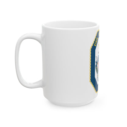 USS Mobile Bay CG 53 Crest (U.S. Navy) White Coffee Mug-The Sticker Space