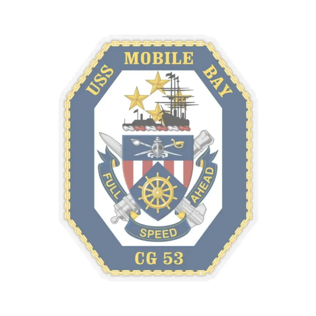 USS Mobile Bay CG 53 Crest (U.S. Navy) STICKER Vinyl Kiss-Cut Decal 2 Inch Transparent - The Sticker Space