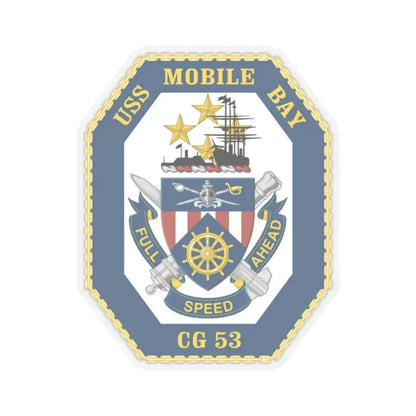 USS Mobile Bay CG 53 Crest (U.S. Navy) STICKER Vinyl Kiss-Cut Decal 2 Inch Transparent - The Sticker Space