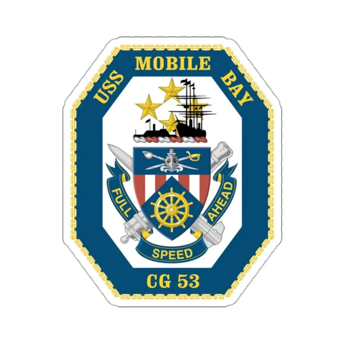 USS Mobile Bay CG 53 Crest (U.S. Navy) STICKER Vinyl Kiss-Cut Decal 2 Inch White - The Sticker Space