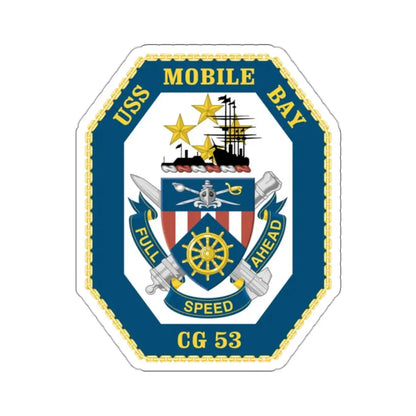 USS Mobile Bay CG 53 Crest (U.S. Navy) STICKER Vinyl Kiss-Cut Decal 2 Inch White - The Sticker Space