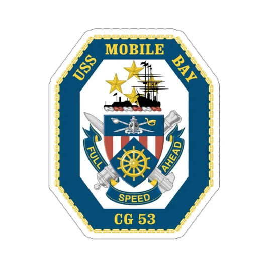USS Mobile Bay CG 53 Crest (U.S. Navy) STICKER Vinyl Kiss-Cut Decal 2 Inch White - The Sticker Space