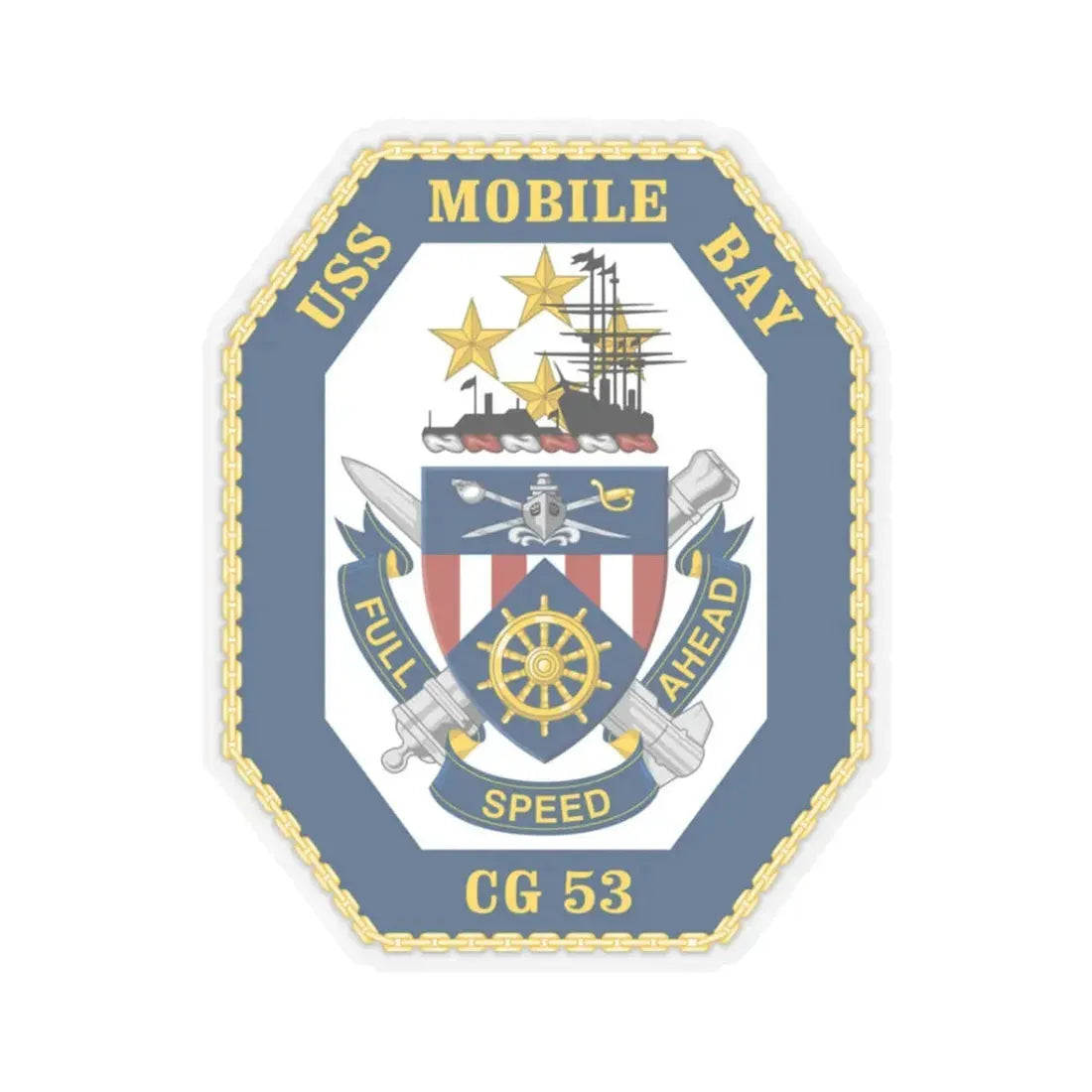 USS Mobile Bay CG 53 Crest (U.S. Navy) STICKER Vinyl Kiss-Cut Decal 3 Inch Transparent - The Sticker Space