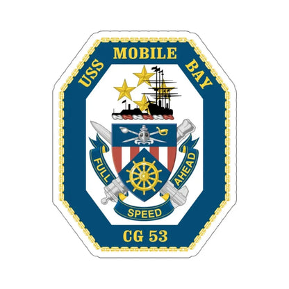 USS Mobile Bay CG 53 Crest (U.S. Navy) STICKER Vinyl Kiss-Cut Decal 3 Inch White - The Sticker Space