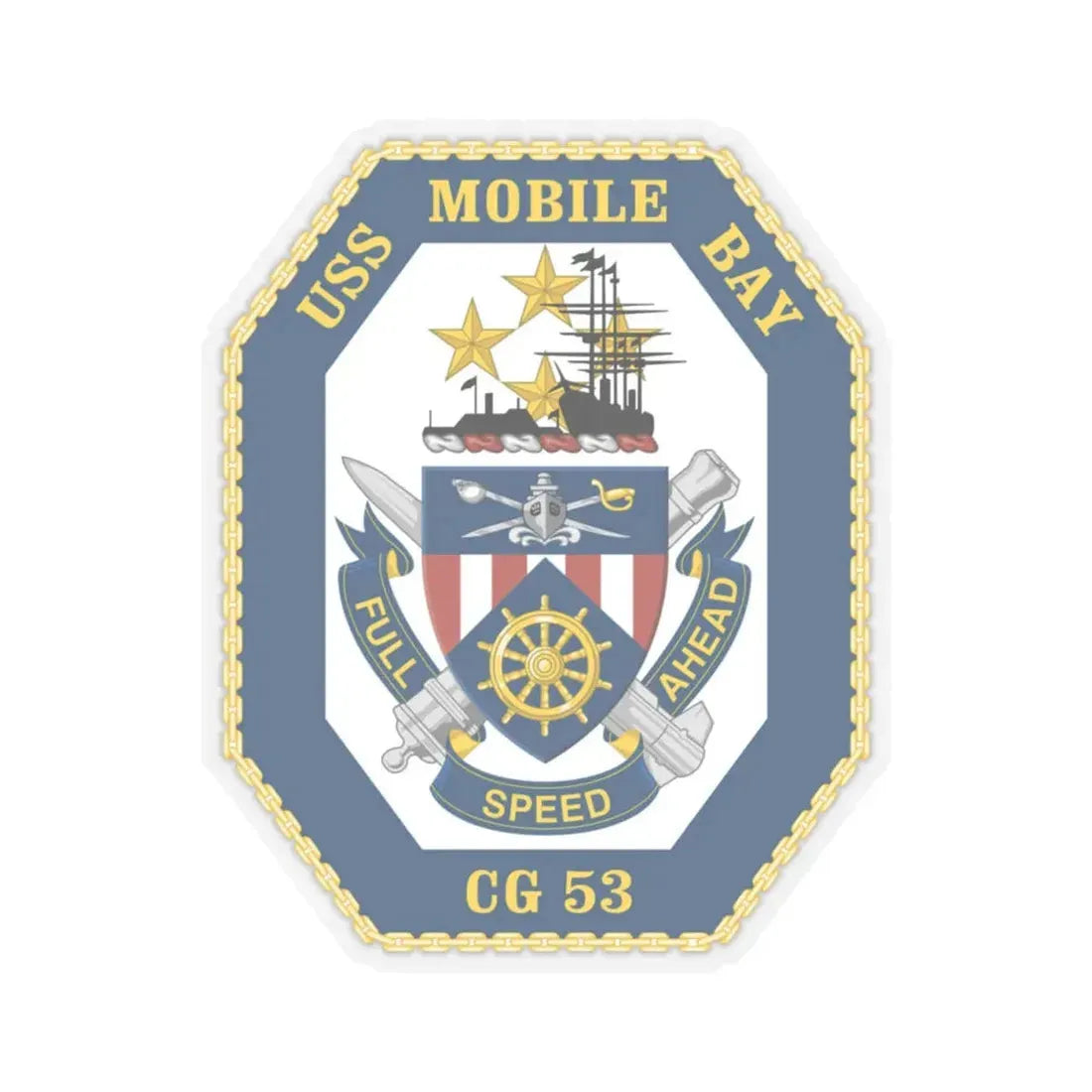 USS Mobile Bay CG 53 Crest (U.S. Navy) STICKER Vinyl Kiss-Cut Decal 4 Inch Transparent - The Sticker Space