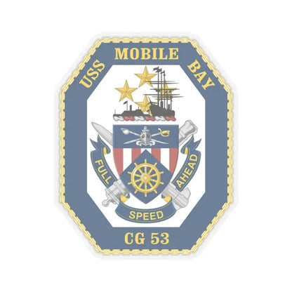 USS Mobile Bay CG 53 Crest (U.S. Navy) STICKER Vinyl Kiss-Cut Decal 4 Inch Transparent - The Sticker Space