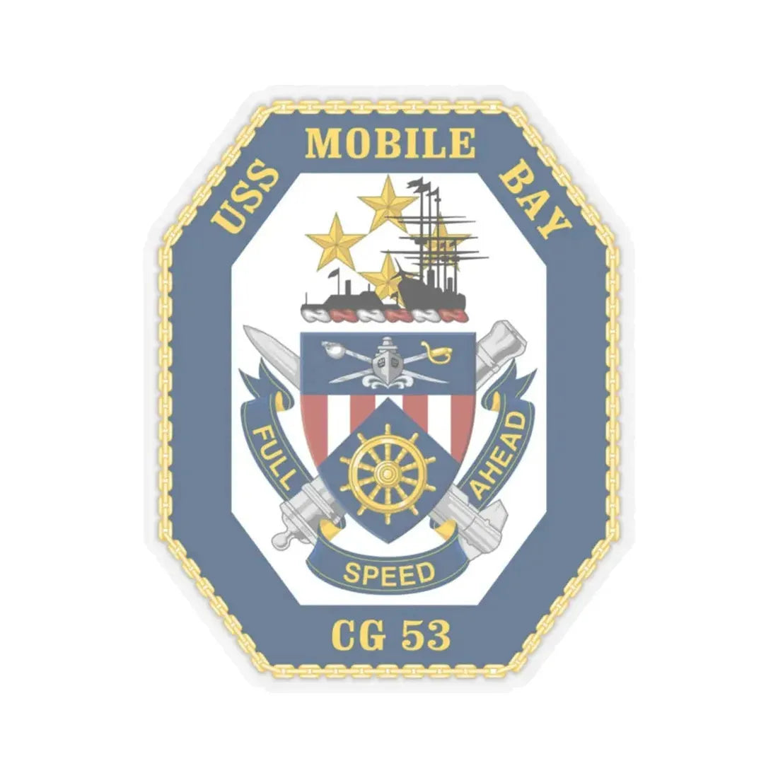USS Mobile Bay CG 53 Crest (U.S. Navy) STICKER Vinyl Kiss-Cut Decal 6 Inch Transparent - The Sticker Space