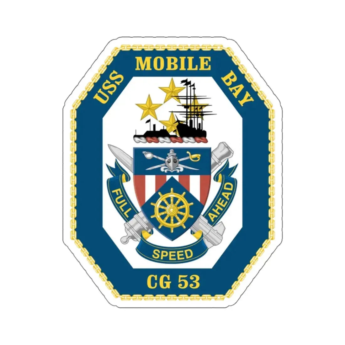 USS Mobile Bay CG 53 Crest (U.S. Navy) STICKER Vinyl Kiss-Cut Decal 6 Inch White - The Sticker Space