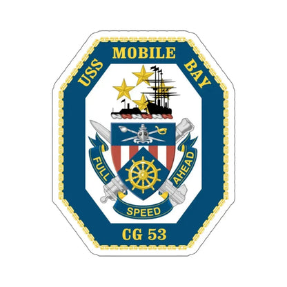 USS Mobile Bay CG 53 Crest (U.S. Navy) STICKER Vinyl Kiss-Cut Decal 6 Inch White - The Sticker Space