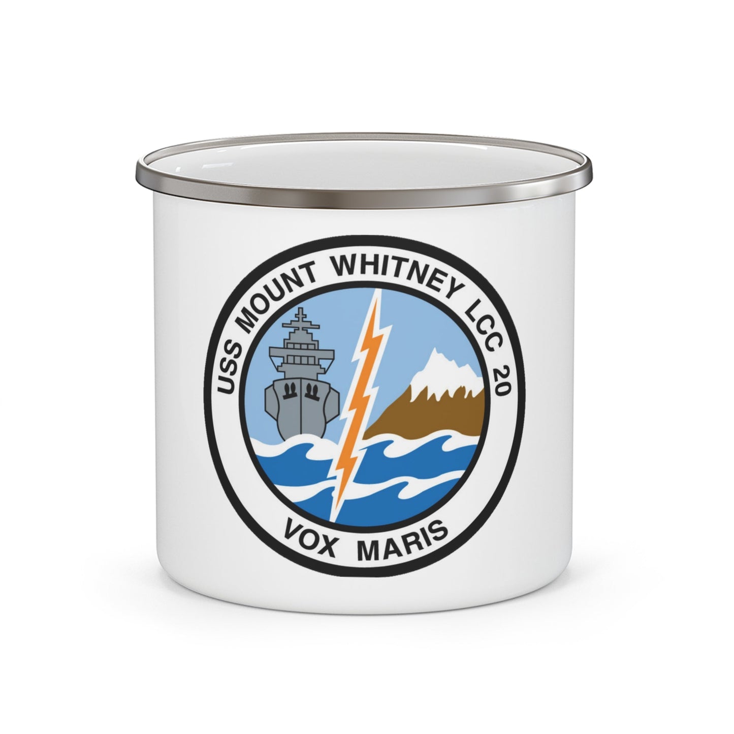 USS Mount Whitney LCC 20 Vox Maris (U.S. Navy) Enamel Mug 12oz-12oz-The Sticker Space