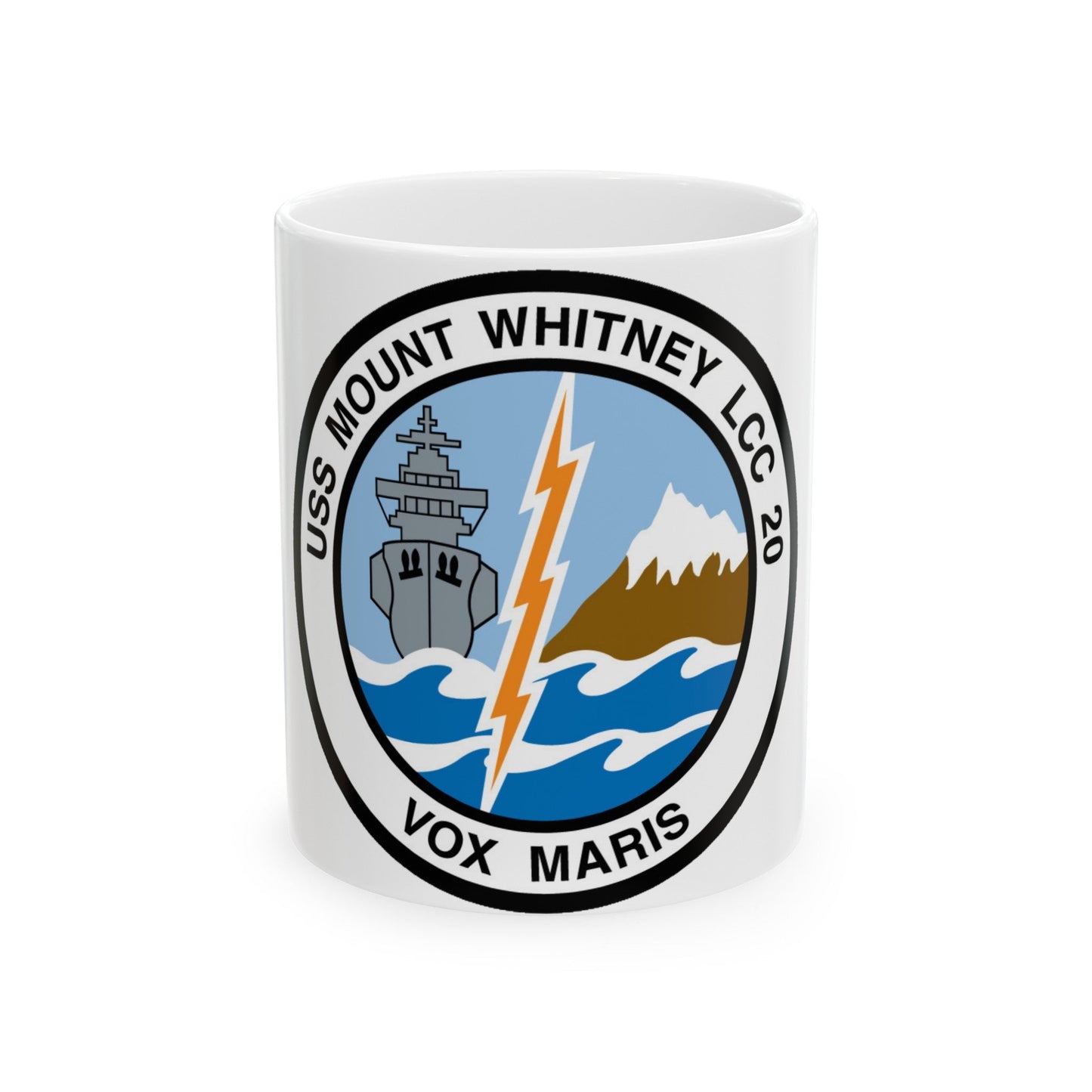 USS Mount Whitney LCC 20 Vox Maris (U.S. Navy) White Coffee Mug-11oz-The Sticker Space