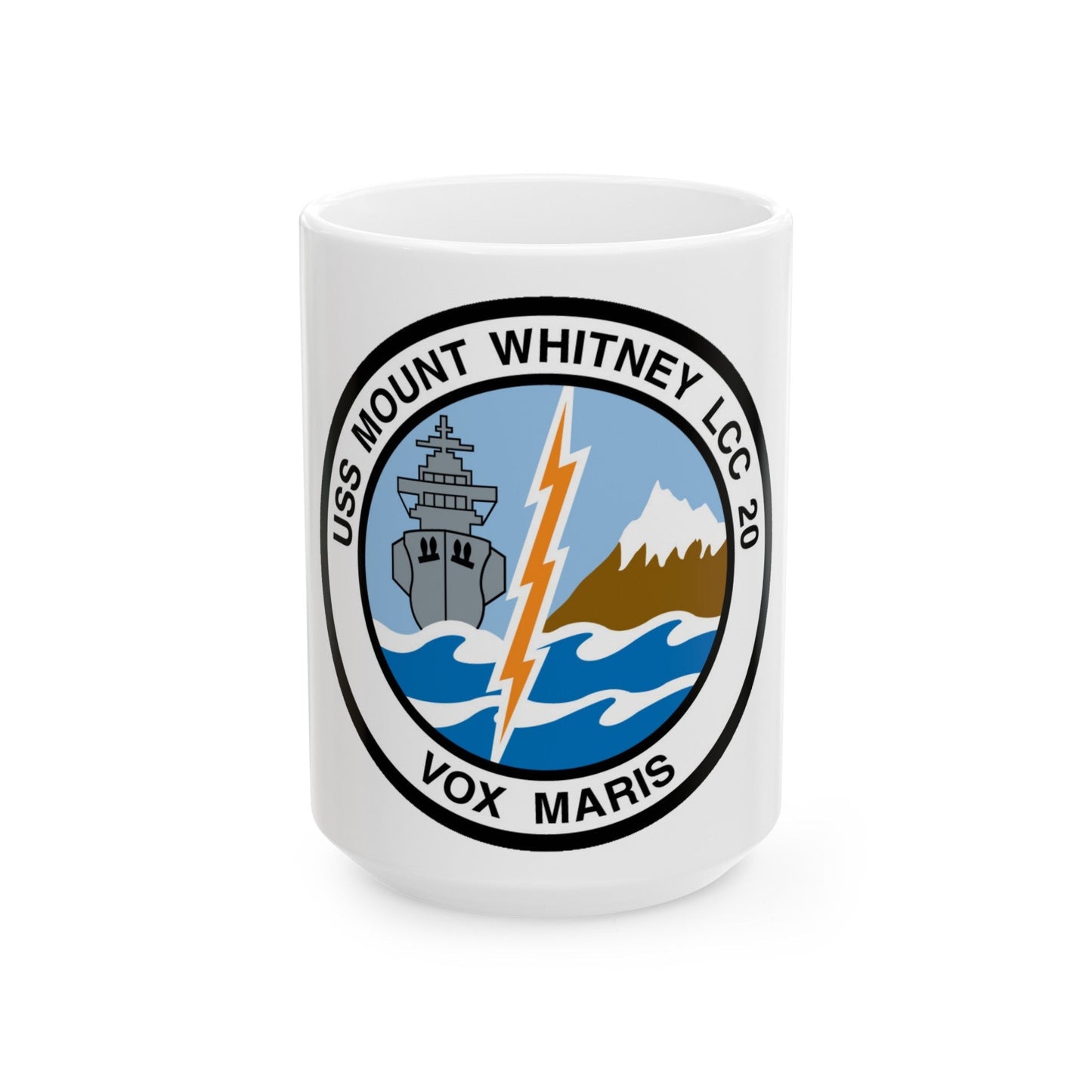 USS Mount Whitney LCC 20 Vox Maris (U.S. Navy) White Coffee Mug-15oz-The Sticker Space