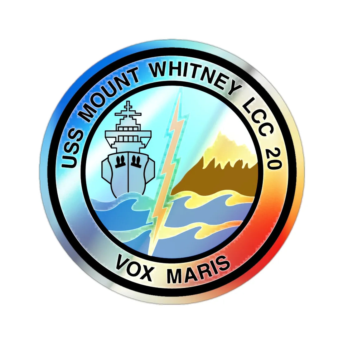 USS Mount Whitney LCC 20 Vox Maris (U.S. Navy) Holographic STICKER Die-Cut Vinyl Decal 2 Inch Holographic - The Sticker Space