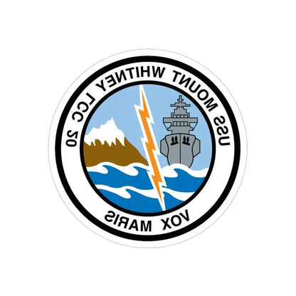 USS Mount Whitney LCC 20 Vox Maris (U.S. Navy) REVERSE PRINT Transparent Die-Cut STICKER 4 Inch Die-Cut Transparent - The Sticker Space