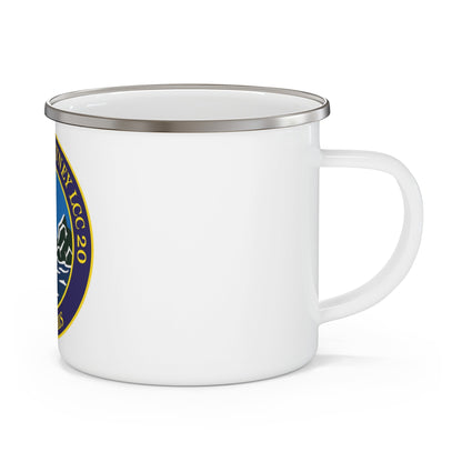 USS Mount Whitney LLC 20 VOX MARIS v2 (U.S. Navy) Enamel Mug 12oz-12oz-The Sticker Space