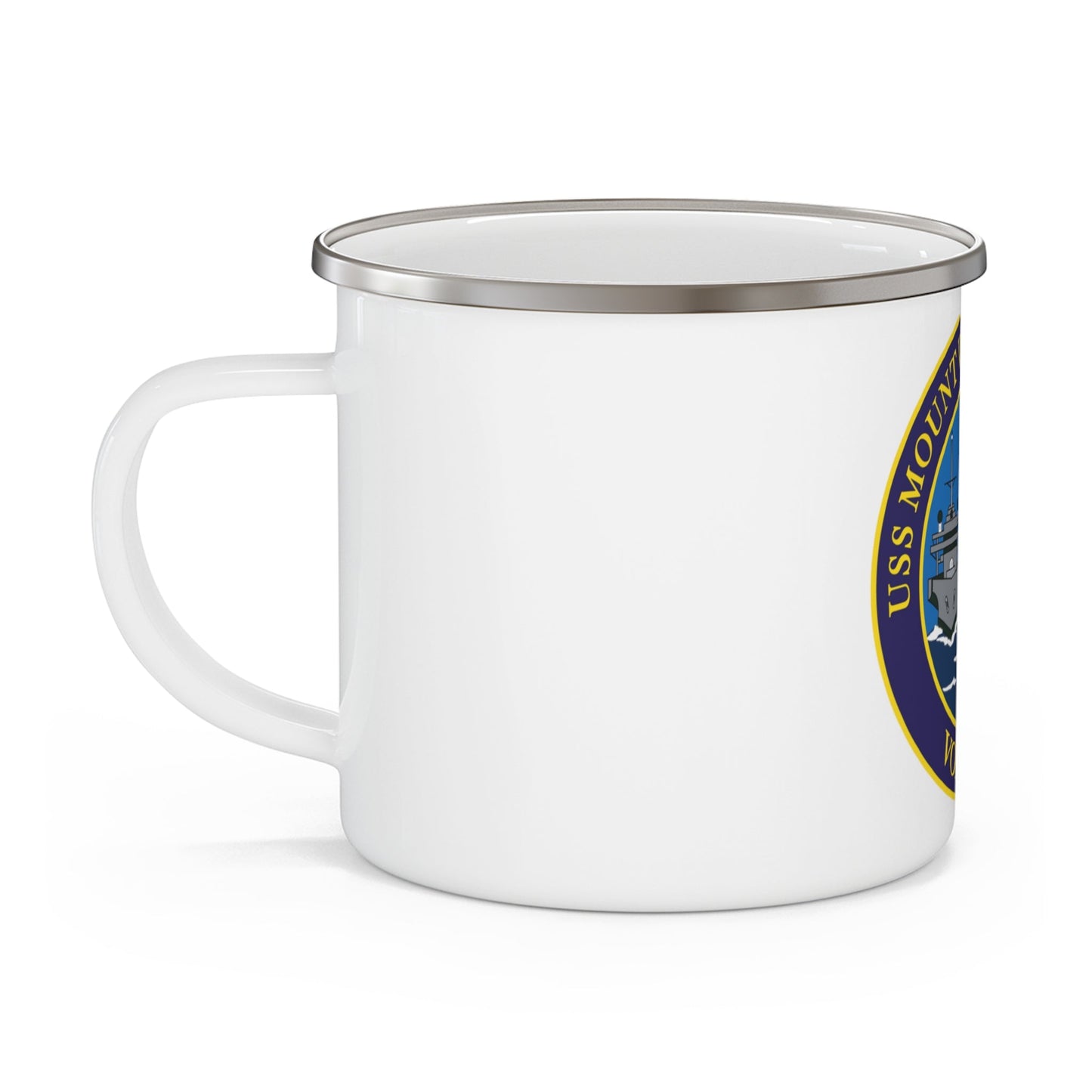 USS Mount Whitney LLC 20 VOX MARIS v2 (U.S. Navy) Enamel Mug 12oz-12oz-The Sticker Space