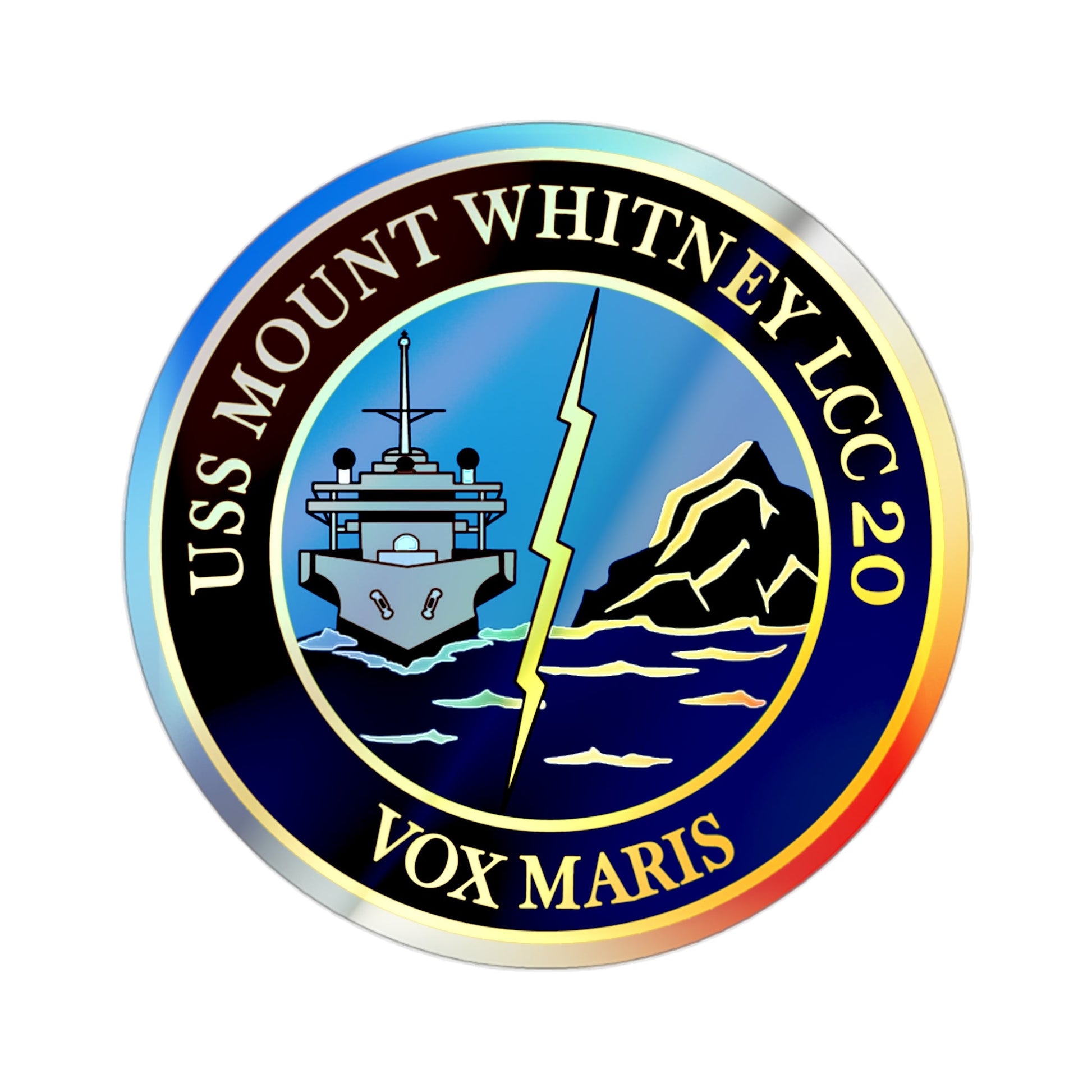 USS Mount Whitney LLC 20 VOX MARIS v2 (U.S. Navy) Holographic STICKER Die-Cut Vinyl Decal-2 Inch-The Sticker Space