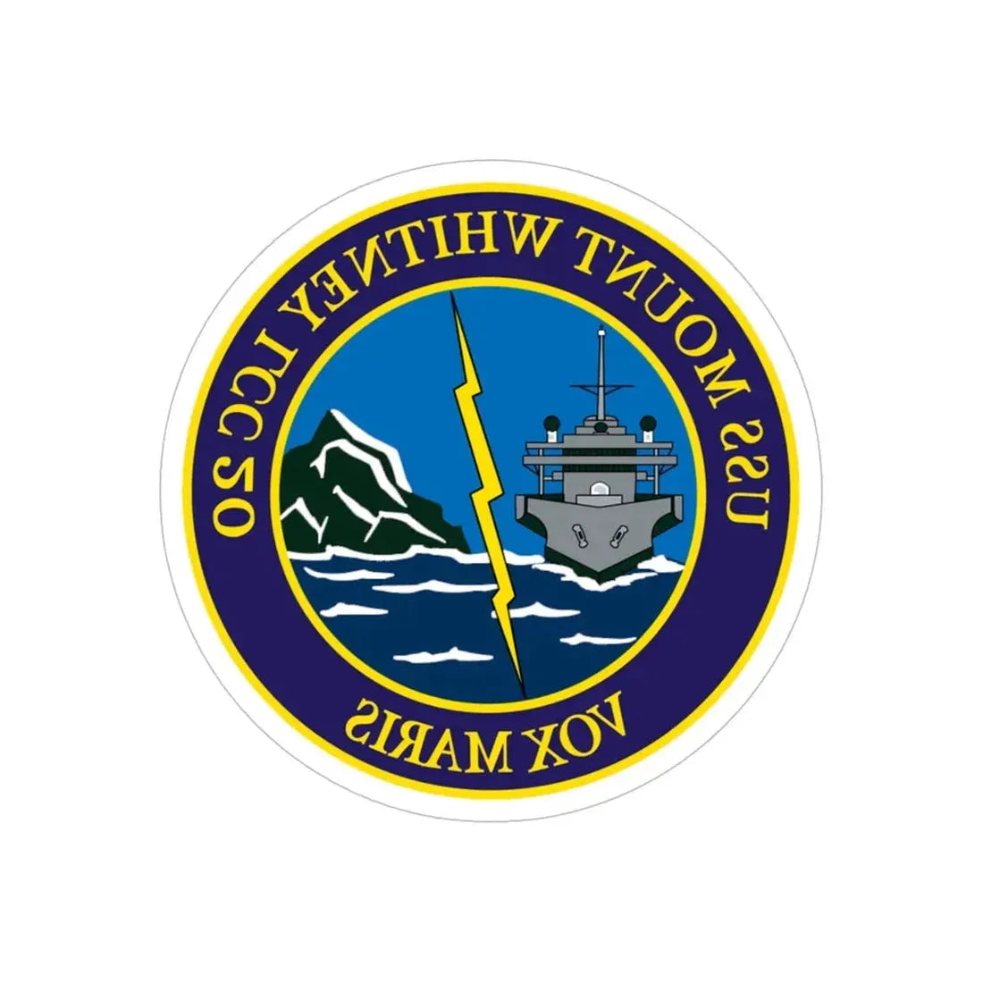 USS Mount Whitney LLC 20 VOX MARIS v2 (U.S. Navy) REVERSE PRINT Transparent Die-Cut STICKER 6 Inch Die-Cut Transparent - The Sticker Space