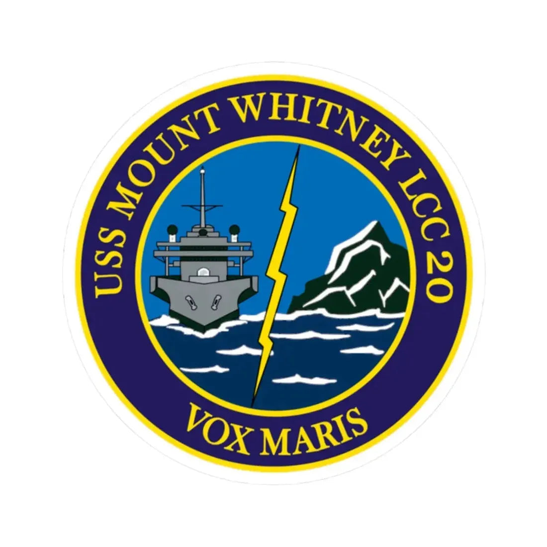 USS Mount Whitney LLC 20 VOX MARIS v2 (U.S. Navy) STICKER Vinyl Kiss-Cut Decal 2 Inch White - The Sticker Space