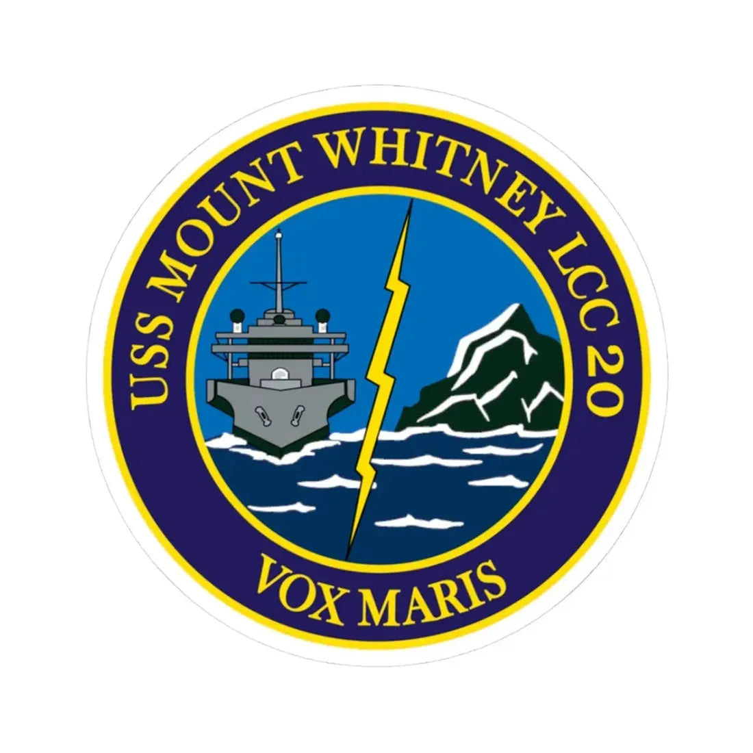 USS Mount Whitney LLC 20 VOX MARIS v2 (U.S. Navy) STICKER Vinyl Kiss-Cut Decal 3 Inch White - The Sticker Space