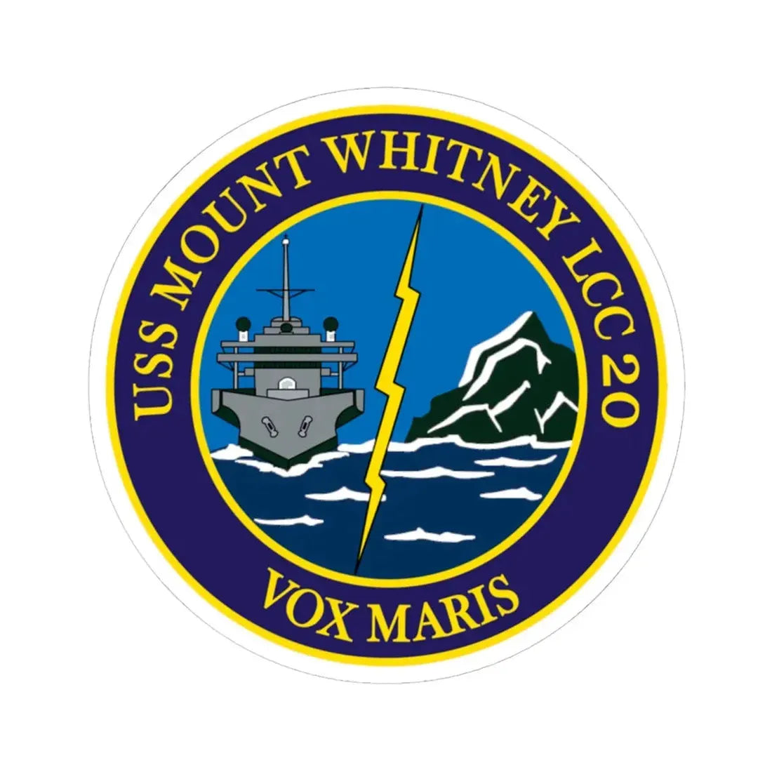 USS Mount Whitney LLC 20 VOX MARIS v2 (U.S. Navy) STICKER Vinyl Kiss-Cut Decal 6 Inch White - The Sticker Space
