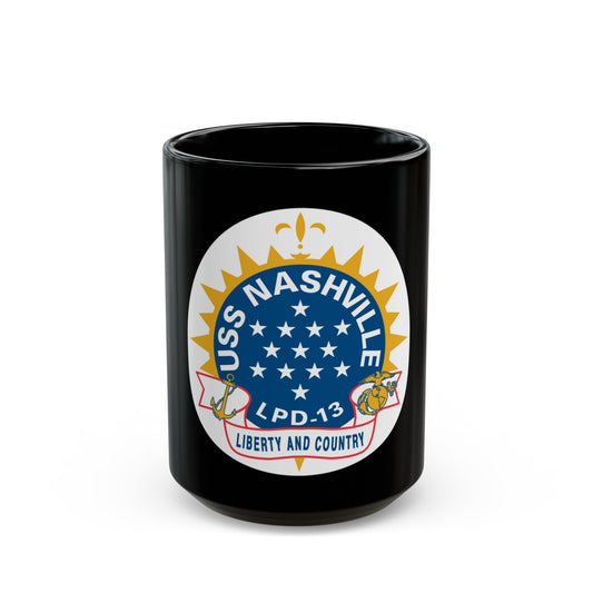 USS Nashille LPD 13 (U.S. Navy) Black Coffee Mug-15oz-The Sticker Space