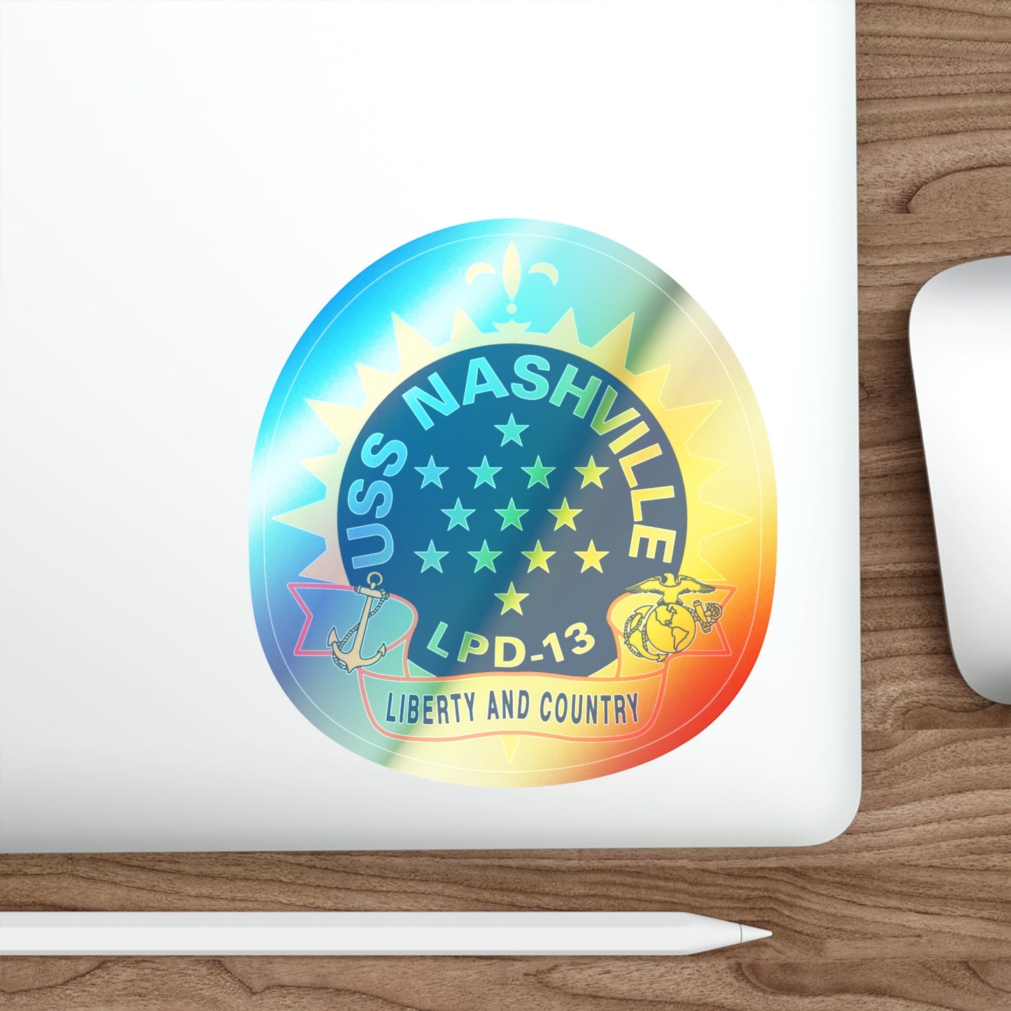 USS Nashille LPD 13 (U.S. Navy) Holographic STICKER Die-Cut Vinyl Decal-The Sticker Space