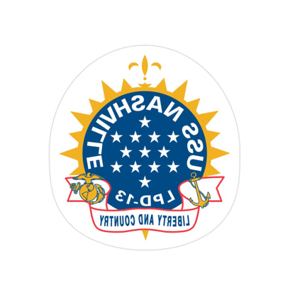 USS Nashille LPD 13 (U.S. Navy) REVERSE PRINT Transparent STICKER-2 Inch-The Sticker Space