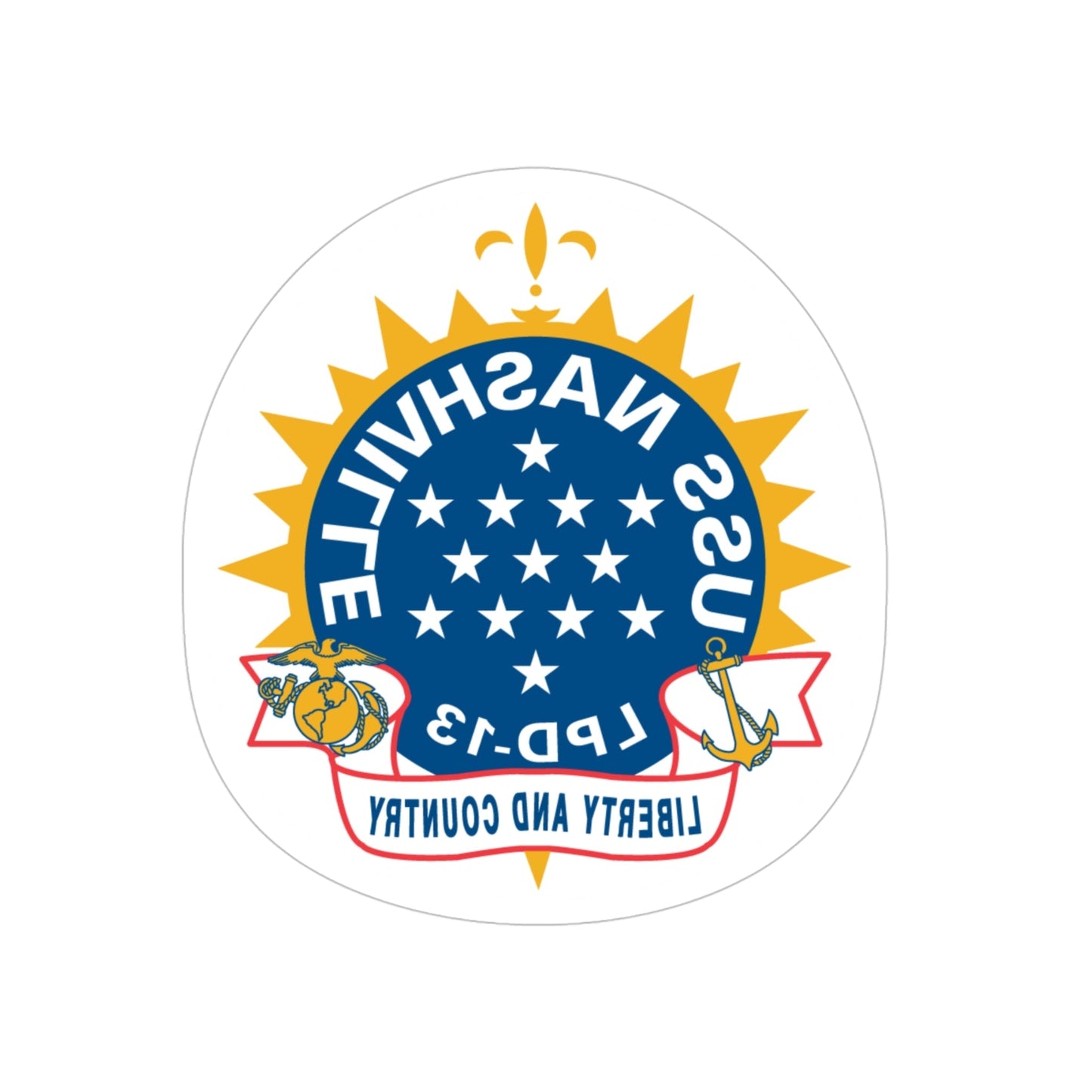 USS Nashille LPD 13 (U.S. Navy) REVERSE PRINT Transparent STICKER-4 Inch-The Sticker Space